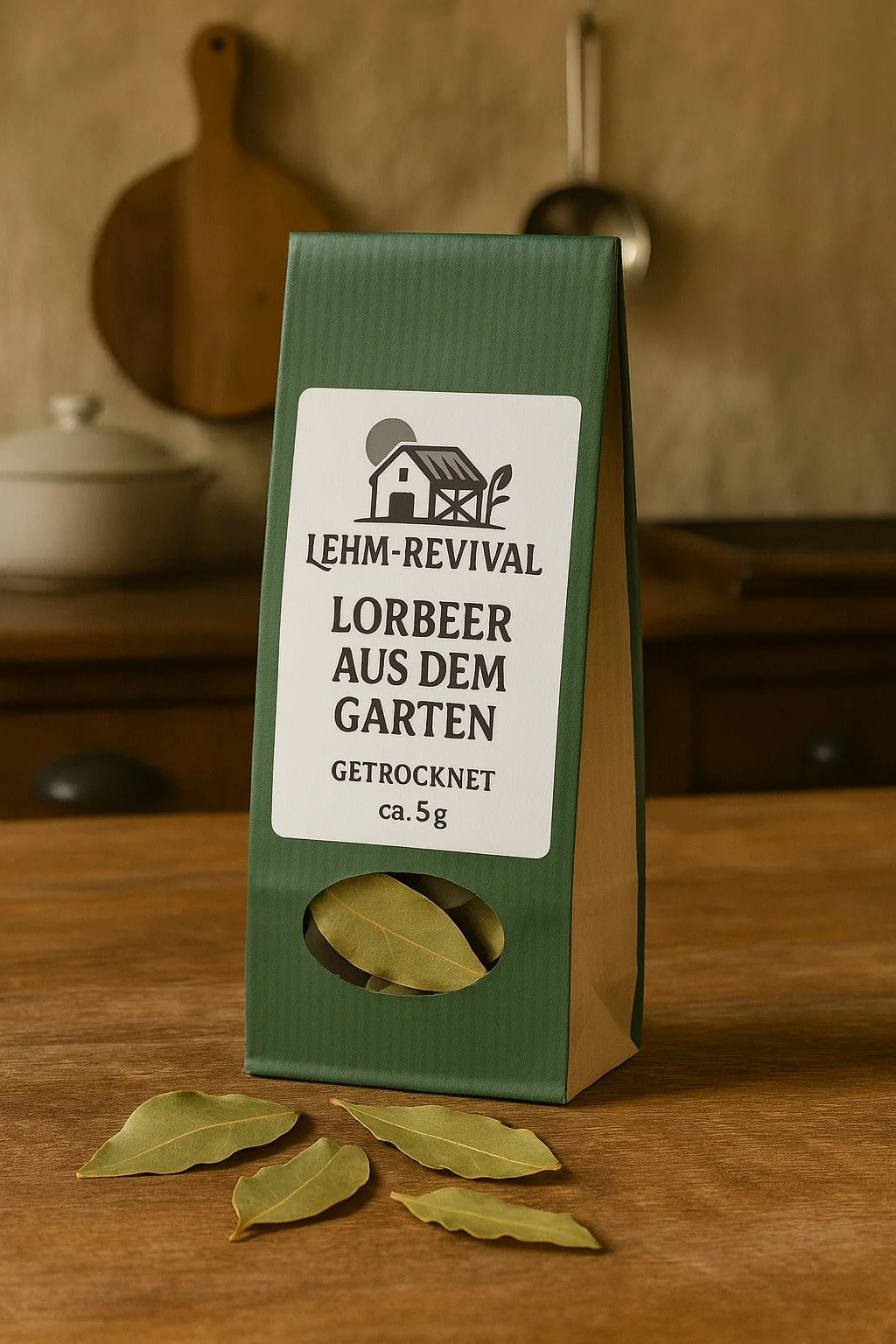 Lorbeerblätter aus dem Garten, ökologischer Baustoff von Lehm-Revival
