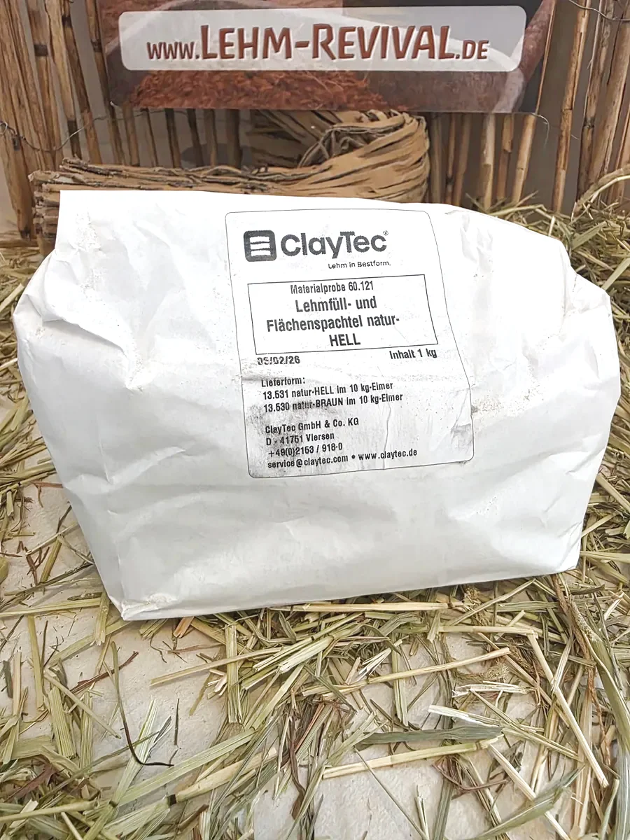 Lehm-Revival ClayTec Produktmuster Lehm Füll- und Flächenspachtel natur-HELL