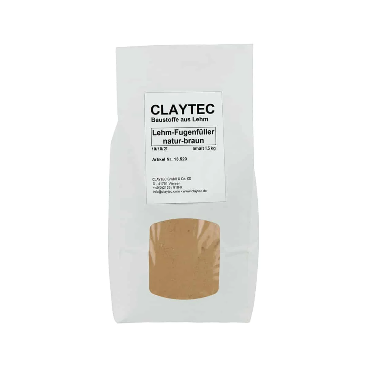 ClayTec Lehm-Fugenfueller natur-BRAUN 1,5kg – ökologischer Baustoff von Lehm-Revival