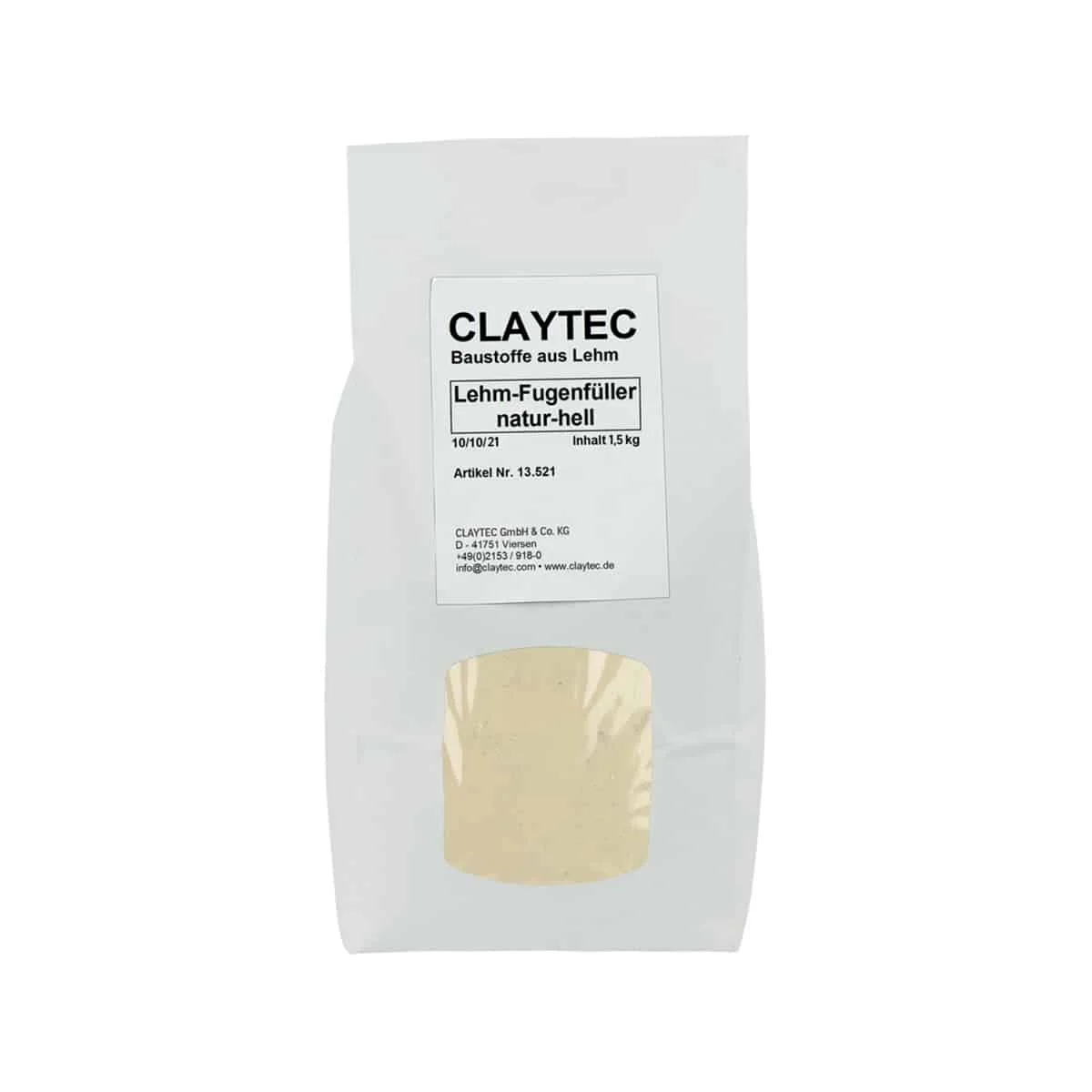 ClayTec Lehm-Fugenfueller natur-HELL 1,5kg – ökologischer Baustoff von Lehm-Revival