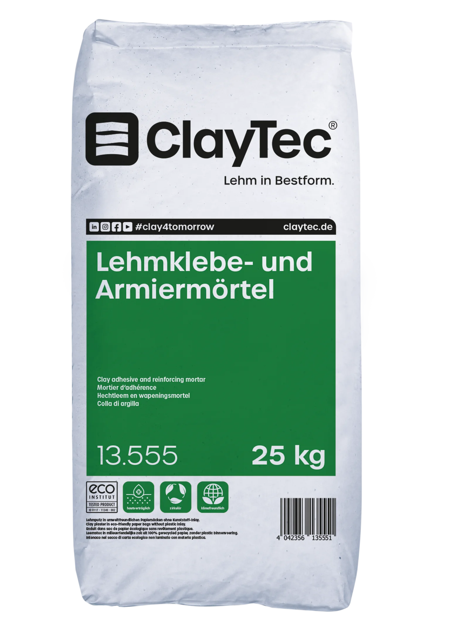 ClayTec Lehmklebe- und Armiermörtel Sackware 25kg – ökologischer Baustoff von Lehm-Revival