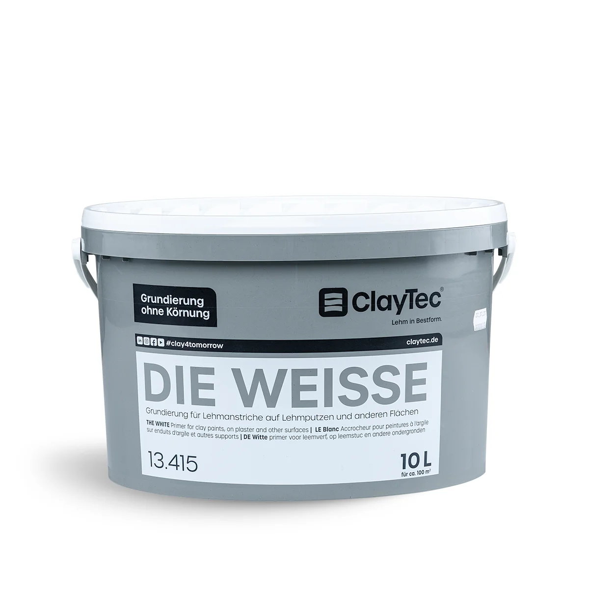 ClayTec Grundierung DIE WEISSE glatt – ökologischer Baustoff von Lehm-Revival