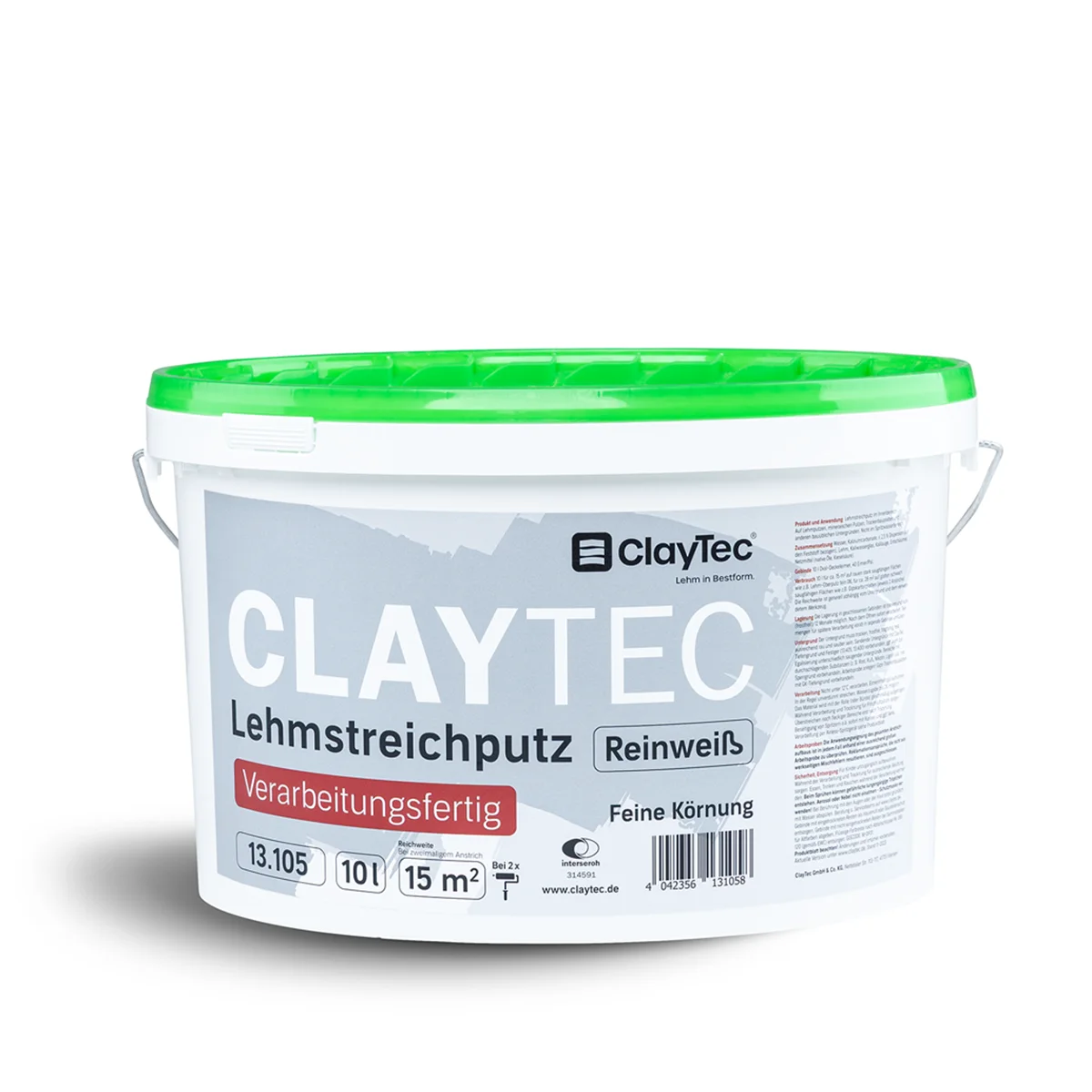 CLAYTEC Lehmstreichputz Reinweiss 10l – ökologischer Baustoff von Lehm-Revival