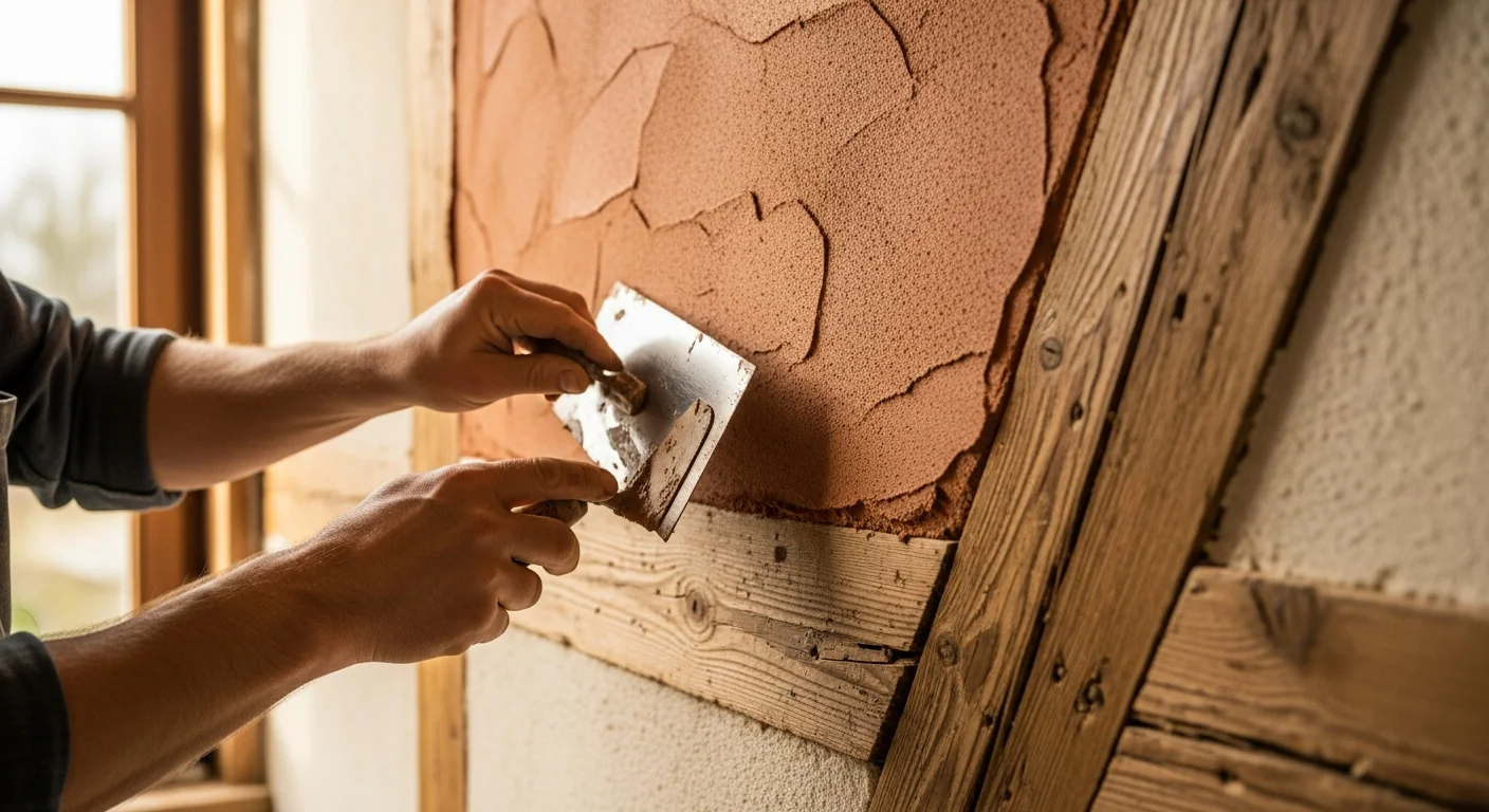 Lehm-Revival - Lehmputz wird auf eine Fachwerkwand aufgetragen