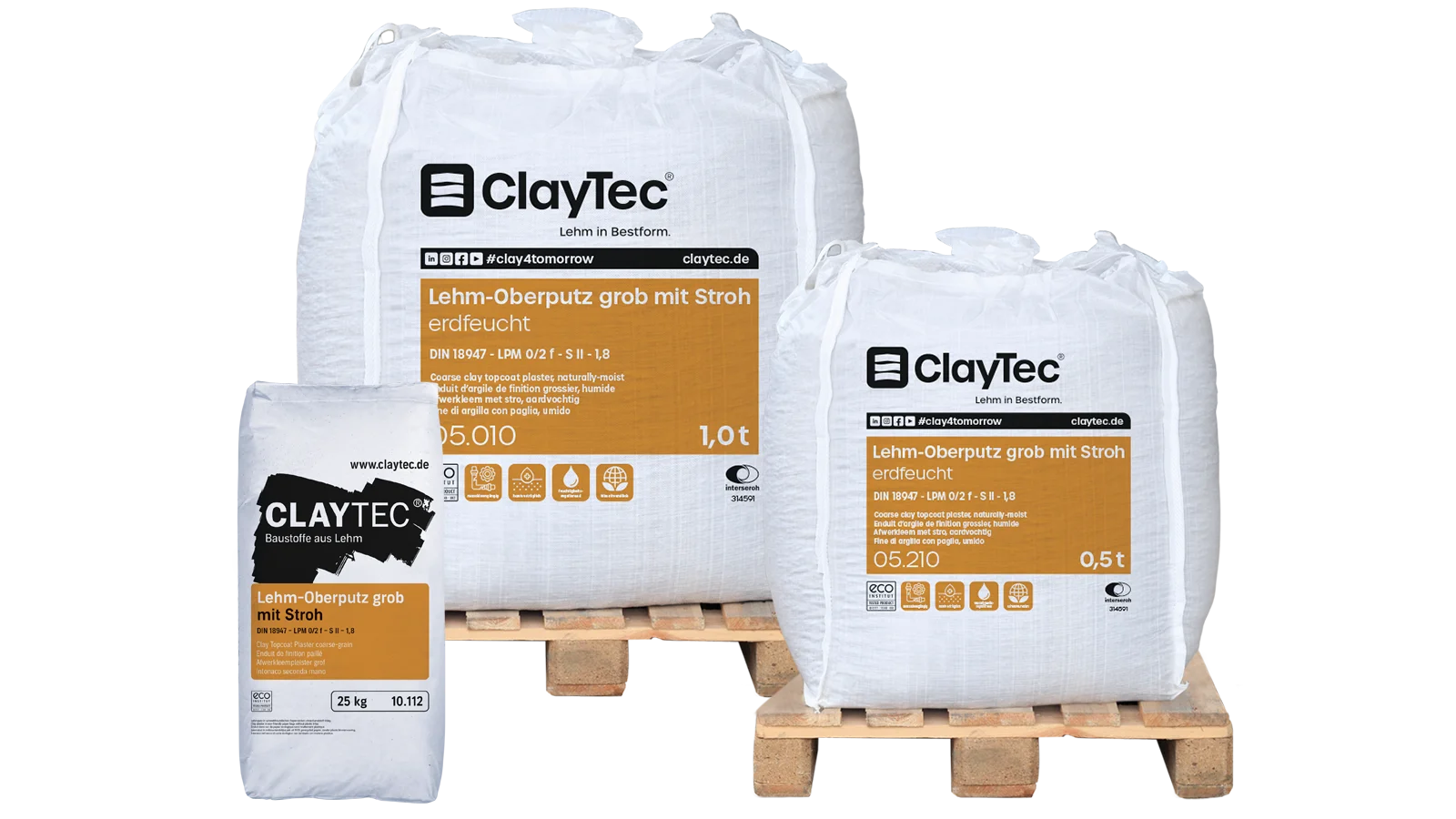 ClayTec Lehm-Oberputz grob mit Stroh – ökologischer Baustoff von Lehm-Revival