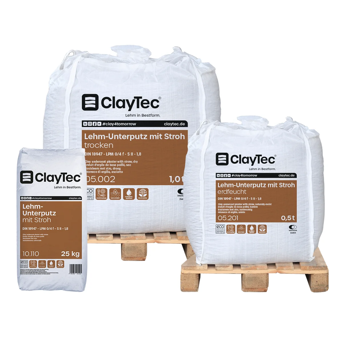 ClayTec Lehm-Unterputz grob mit Stroh – ökologischer Baustoff von Lehm-Revival