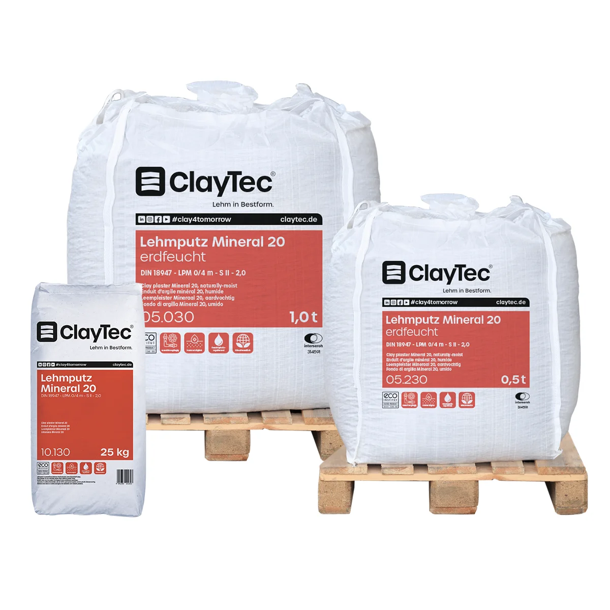 ClayTec Lehmputz Mineral 20 ERDFEUCHT – ökologischer Baustoff von Lehm-Revival