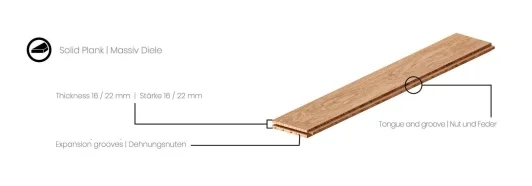 Massivholzdiele Eiche Select Natur 16/22mm von Lehm-Revival (Bild 2)