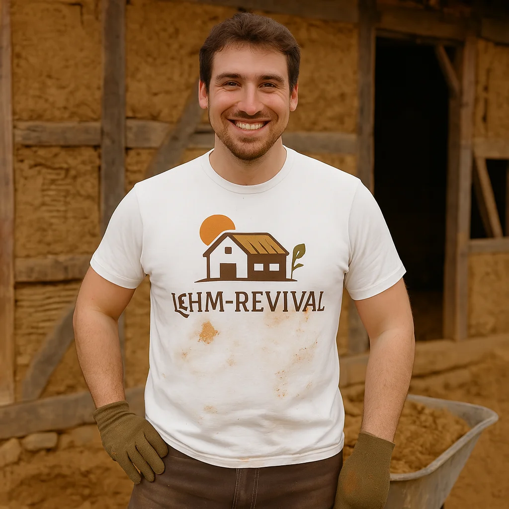 T-Shirt Lehm-Revival Biobaumwolle Herren, ökologischer Baustoff von Lehm-Revival