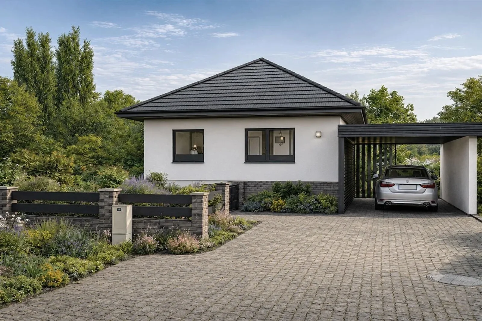 Visualisierung energetische Sanierung Einfamilienhaus