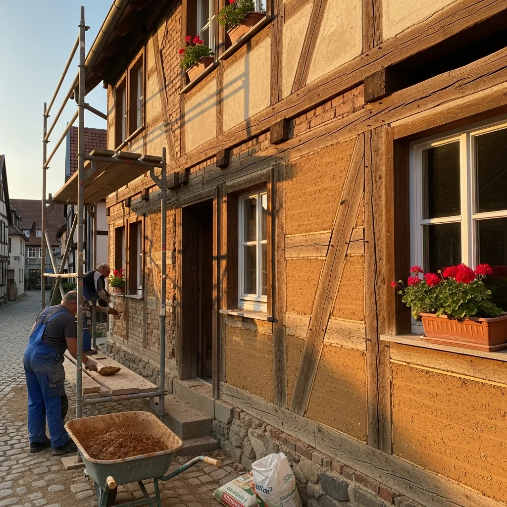Sanierung eines Fachwerkhauses mit Lehmputz und natürlichen Baustoffen