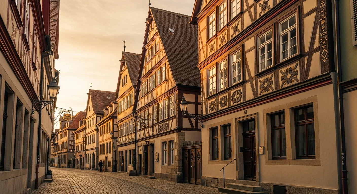 Sueddeutsches Fachwerkhaus mit traditionellem Lehmanstrich und Holzbalken